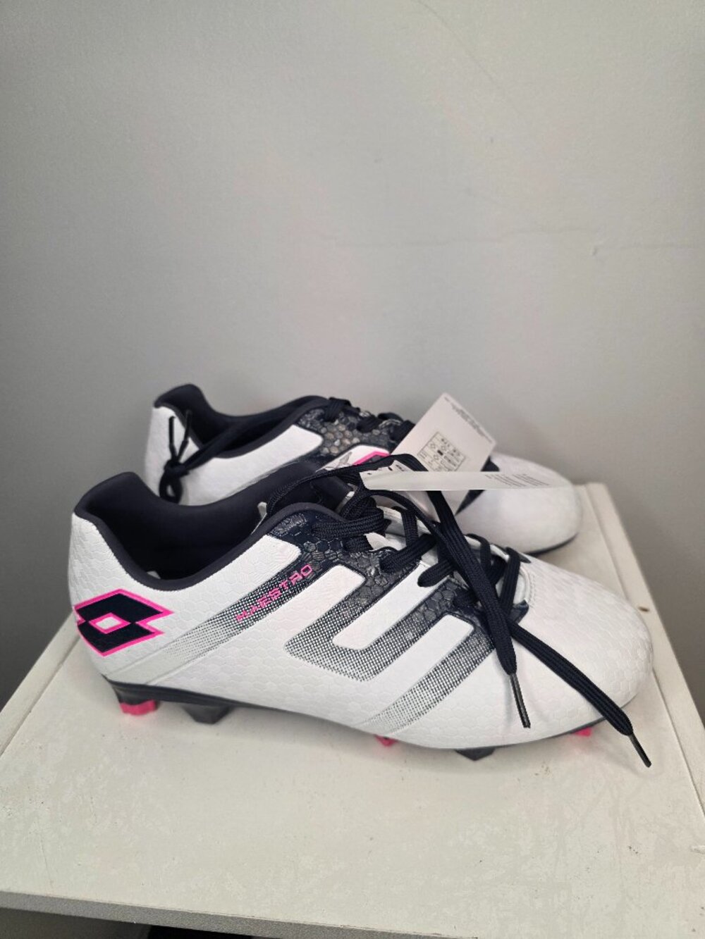 Lotto Maestro 700 IV FG Junior White Navy Size 6 Soccer Cleats NIB